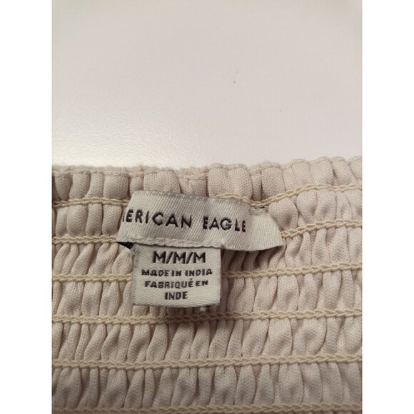 American Eagle Women's Tan Smocked Peplum Juniors Top Size Medium - Picture 5 of 6